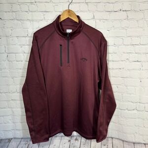 Callaway Mens Large 1/4 Zip Golf Pullover Maroon Burgundy‎ SA4520 Long Sleeve